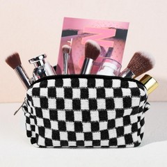 SOIDRAM Checkered Makeup Bag Preppy Cosmetic Bulk Black 6 Pack,
