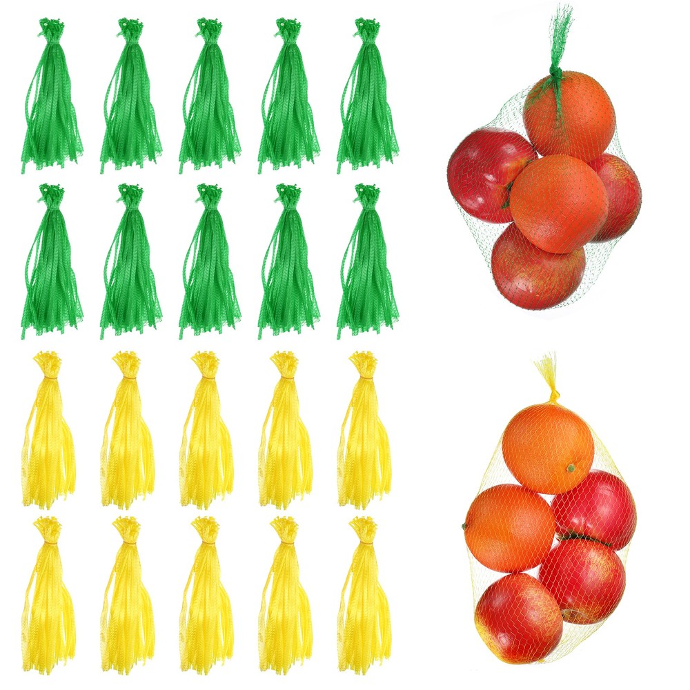 100pcs Egg Hatching Bags, 12 Inch Reusable Produce Mesh Bag, Yellow/Green