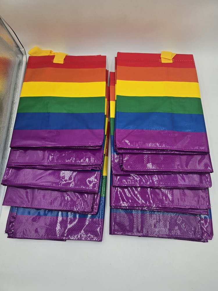 Ikea 10 PC Large Rainbow Pride Reusable Bags STORSTOMMA