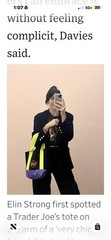 Multi-Color/Black NWT Trader Joe’s, Mini-Tote Bag as seen in the Wall St Journal