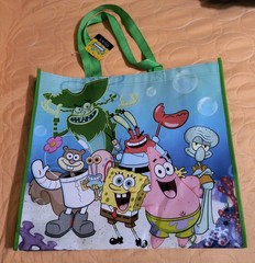SpongeBob SquarePants Reusable Green Jumbo Shopping Gift Bag with Handle🆕🆓Ship