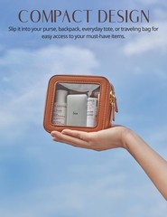 Popvibe Clear Makeup Bag Toiletry Case Travel Transparent Cosmetic Brown