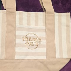 Trader Joe’s LIMITED EDITION Beige/White Striped Mini Easter Canvas Tote Bag
