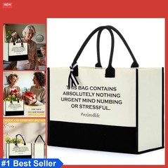 Canvas Tote Bag 17×7.9×12.6 Inches Heavy Duty Cotton Reusable Shopping Beach