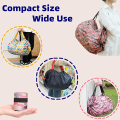 6 Pack Foldable Bag with Zipper, Reusable Shopping Bags, Large Capacity Grocery