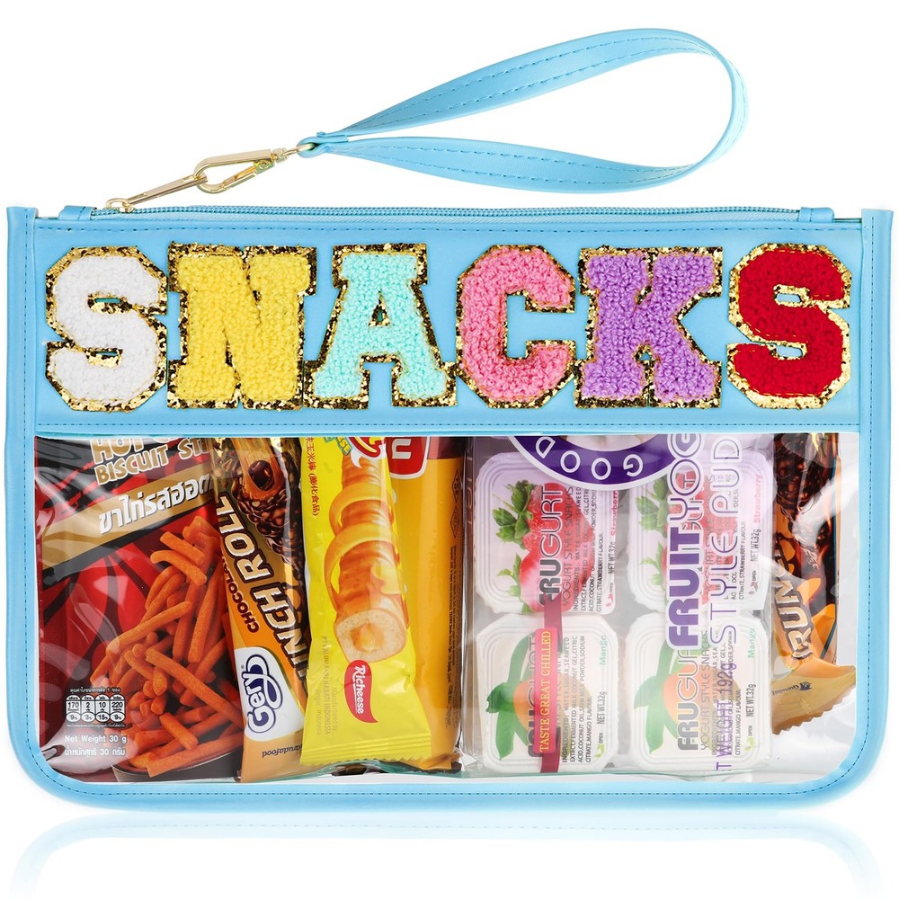 Snack Bag for Travel – 12.2 inches x 8.54 x 0.2 inches, Snack-Blue