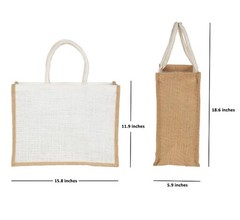 10 Pack Reusable Jute Burlap Tote Bags, 15.8X11.9X5.9 Inches, Eco-Friendly Sh…