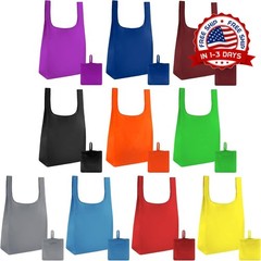 Bolsas de compras reutilizables lavables plegables poliester paquete de 10