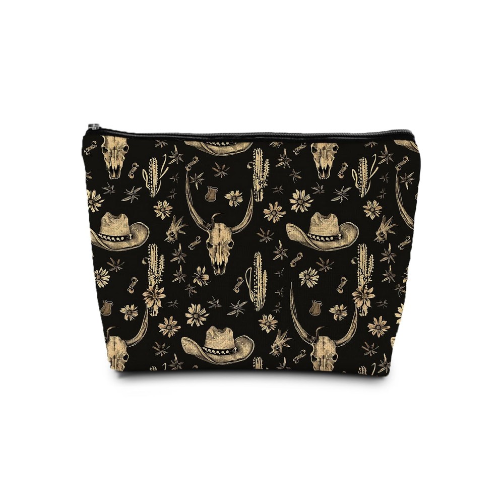 SAFDSGFDB Boho Western Makeup Bag, Rustic Country Cow one
