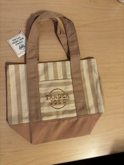 Trader Joe’s Mini Pastel Canvas Tote Bag – New 2026 Spring Striped Color TAN