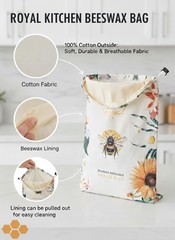Reusable Beeswax Breads Bag | 2 Pack Organic Sourdough Extra Large, Off White