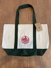 TRADER JOE’S LARGE CANVAS BAG HEAVY COTTON REUSABLE TOTE BAG LARGE GREEN NEW