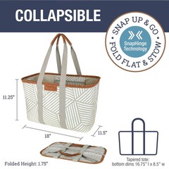 CleverMade Snapbasket LUXE Collapsible Tote – Geometric Taupe 1 Pack 30L / 8 …