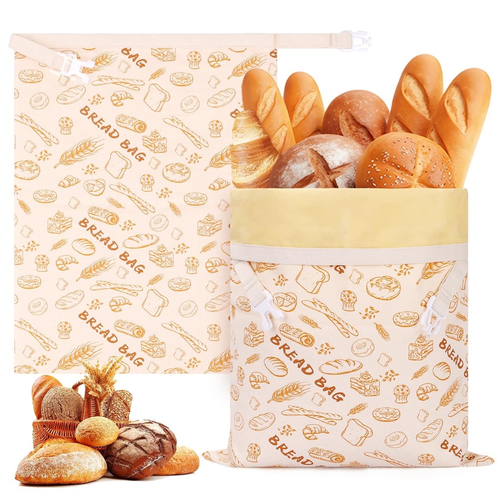 Homelove 2 Pack Beeswax Bread Bags for Sourdough Homemade Large, C