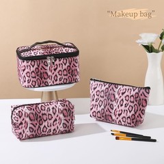Kaxich 3PCS Leopard Print Makeup 21x15x12.3cm/8.27″ x 5.9” x 4.84”, Rose
