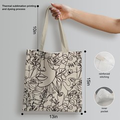 Boho Tote Bag, Minimalist Boho Woman Line Art Canvas Tote Bags for Women, Aes…