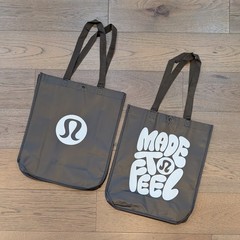 Lululemon Large Lot of 2 Reusable Shopping Tote Lunch Bag 🤎 Brown Black White