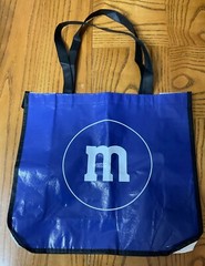 New LEED’S M&M’s Blue Plastic Reusable Grocery Tote Bag 15.75”X13.5”X5.75”
