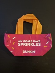 Dunkin’ Foldable Reusable Tote Bag Pink Orange Sprinkles Pattern Nonwoven Fabric