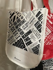 Lululemon Reusable Shopping Gift Bag Yoga Logo Tote Lot Red White Black