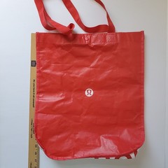 Lot Of 8 Lululemon Shopping Bags Snap Close Red White Black Print Reusable Tote