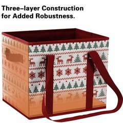 13×10.23×11 Inch Reusable Grocery Heavy Duty Shopping Bags Reindeers 3 PCS