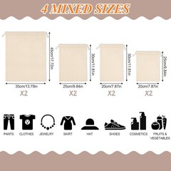 Washable Produce Bags 8 Pack Cotton Mesh