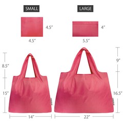 Wrapables Large & Small Foldable Tote Nylon Reusable Grocery Bags, Set of 2