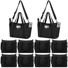 Black 10 Pcs Canvas Tote Bag for Women Bulk for Wedding Detachable Shoulder S…