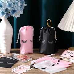 Reginary 60 Pieces Eyelash Cosmetic Bags Mini Small Lash Pink, White, Black