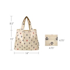 Medium Foldable Tote Nylon Reusable Grocery Bag (Set of 2), Anchors Away