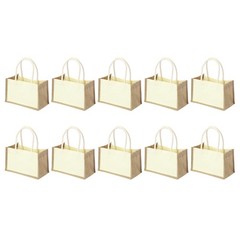 10Pcs Burlap Tote Bags, Reusable Gift Tote Bags 9.1 x 6.3 Inch White