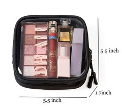 HYOOG Small Clear Double Layer Pouch, Portable Makeup Bag, Mini black