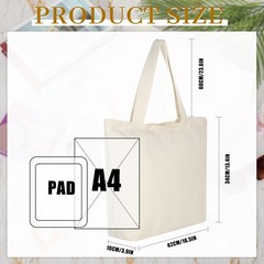 Canvas Tote Bag with Zipper – Bulk Reusable Large Blank Cotton Grocery Shoppi…