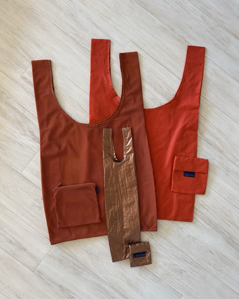 Set of 3 Baggu Orange / Rust / Copper Reusable Bags, OS