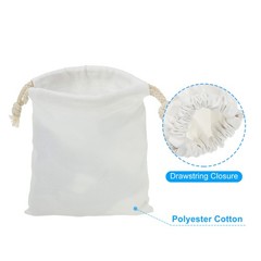 12pcs Polyester Cotton Reusable Drawstring Bags, 5×6″ Dust Bags, White