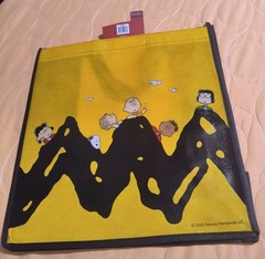 Peanuts Snoopy Charlie Brown Reusable Black Large Shopping Tote Bag with Handle