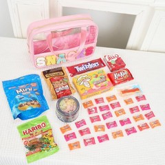 Snack Bags Chenille Letter Clear Makeup Bag Snacks for Travel, Black