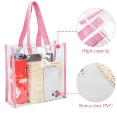 20 Pack Plastic Clear Tote Bags 10 x 10 x 4 Inch Stadium Approved Gift Bag wi…