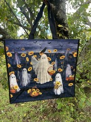 Halloween Ghosts 👻Baskets Sunflowers 🐦‍⬛ CROWS Bats Shopping Bag New🌼TJX🌼