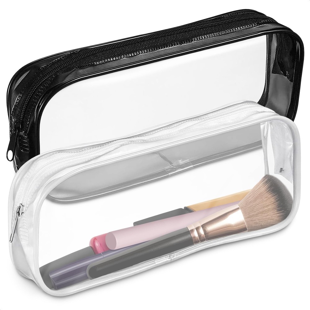Small Makeup Bag 7.78″L x 1.37″W x 3.15″H, Clear Bags (2 Pcs)