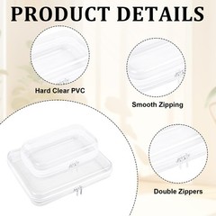 2 Pcs Clear Hard Shell Zipper Case, Portable 4in*1PCS,8in *1PCS, Transparent