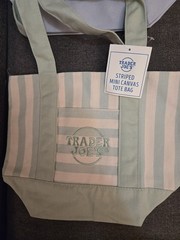 Trader Joe’s Mini Pastel Stripe Canvas Tote Bag Limited Edition Set Of 4