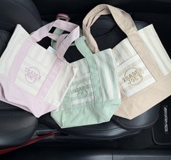 Trader Joe’s Mini Pastel Stripe Canvas Tote Bag Limited Edition Set Of 3✅✨