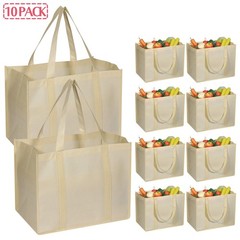 10 Pack Reusable Grocery Bags Extra Large Super Strong Heavy Duty Shopping To…