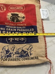 Set of 2 Handmade Burlap Rice Bag Tote Bags Recycled Jute Market Grocery India