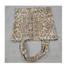 All-Over Pattern Foldable Fabric Reusable Shopping Bag Large Beige Brown Blue