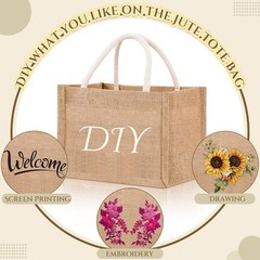 12 Pcs Burlap Tote Bag Mini Jute Reusable Bag with Handles Small Blank Canvas…