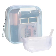 BS-MALL Silicone Travel Makeup Bag – Transparent Cosmetic Storage White
