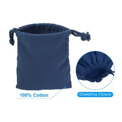 12pcs 100% Cotton Reusable Drawstring Bags 5″x6″ Dust Bags Navy Blue